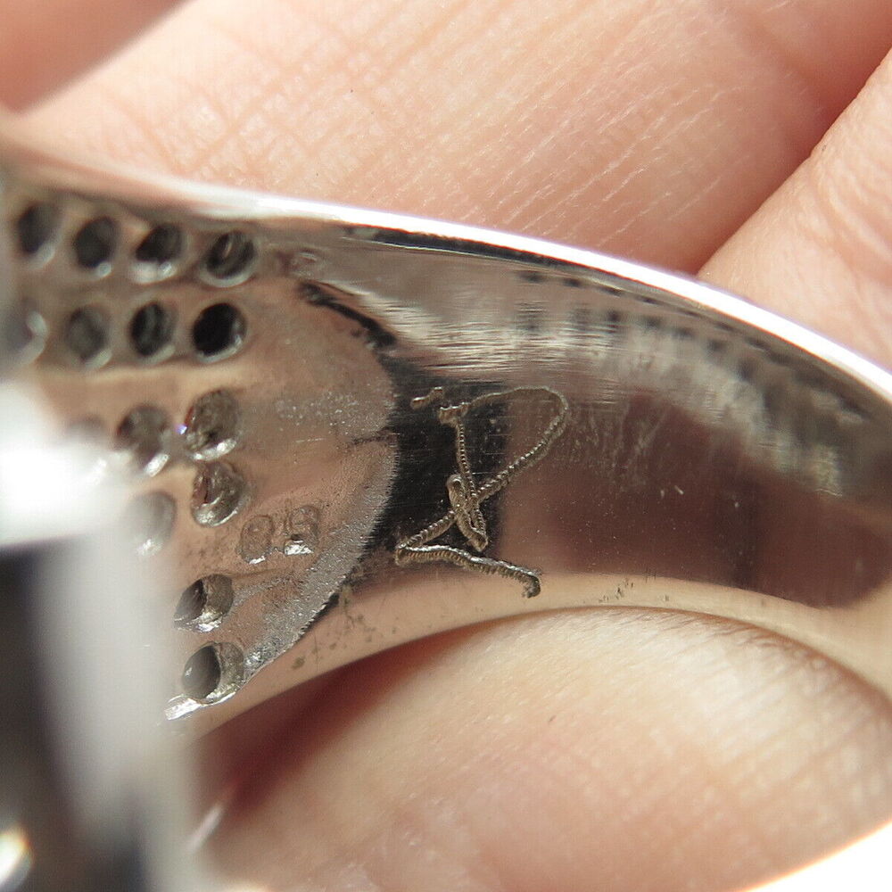925 Sterling Silver White & Black C Z Ring Size 8.75 - Picture 8 of 10